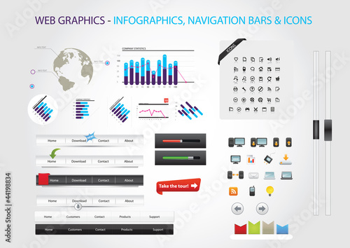 Vector: Web graphics -infographics, navigation bars & icons Web graphics -infographics, navigation bars & icons