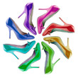 Many-coloured women's shoes