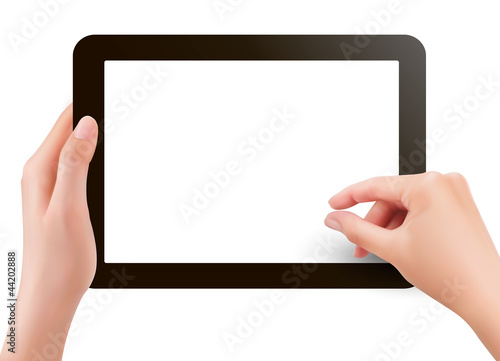 Vector: Fingers pinching to zoom tablet s screen Vector Fingers pinching to zoom tablet s screen Vector