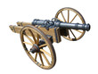 Medieval cannon on wheels isolated on white