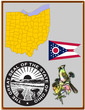 USA state Ohio flag map coat bird