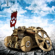 apocalypse car, droughts desert and cloudy sky