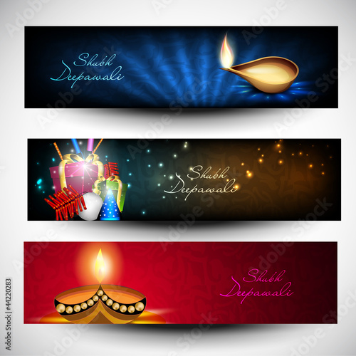 Vector: Website headers or banners for for Hindu community festival Diwa Website headers or banners for for Hindu community festival Diwa