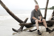 senior man is relaxing at the sea