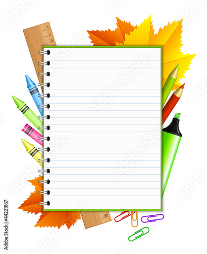 Vektor: "Back to school " - vector frame with stationery "Back to school " - vector frame with stationery