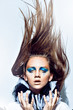 beautiful girl face art close-up portrait whith flying hairs