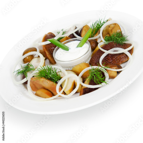 Photo: white mushrooms pickled white mushrooms pickled