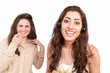 Photo: Laughing girls on internet chat - view from computer Laughing girls on internet chat - view from computer