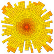 Vector mosaic red sun with rays.