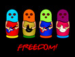 Matryoshkas band with colorful balaklava sing for freedom