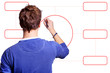 Young man stands at the blackboard