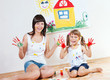 Foto: Woman and child paint colors Woman and child paint colors