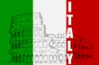 vector illustration of Roman Colosseum on Italy flag