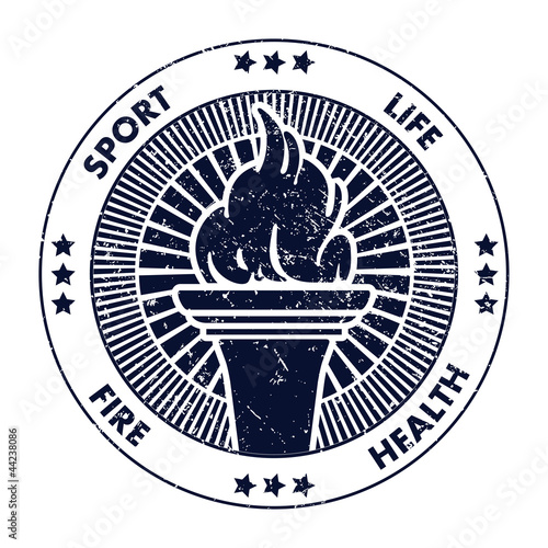 Vector: Grunge stamp fire torch. Vector illustration Grunge stamp fire torch. Vector illustration