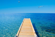 A deck in a desert island.