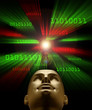 Artifical intelligence as symbolized by green and red binary cod
