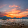 Sunrise on Lake with majestic clouds