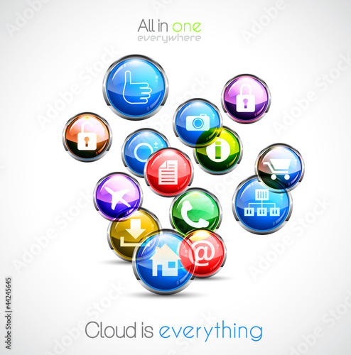 Vector: Cloud computin concept background with a lot of glossy sphere Cloud computin concept background with a lot of glossy sphere