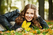 Woman at autumn outdoors