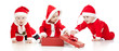 christmas Santa Claus babies boys and girl with gift box