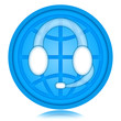 Global support call center icon with headset