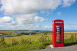 Red phone booth landscape