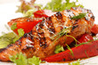 salmon steak with vegetables