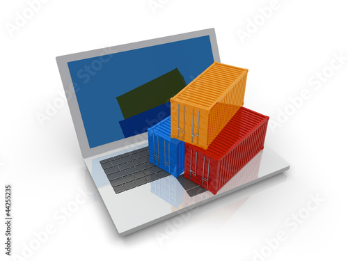 Illustration: Logistics Software Concept with Container Logistics Software Concept with Container