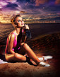 Beautiful young woman drinking booze - alcoholism addiction