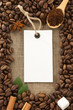coffee powder and beans as background