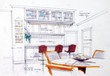 design sketch of kitchen interior