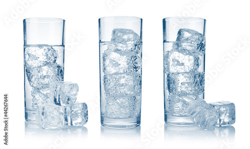 Photo: Set of glasses with fresh cool carbonated water and ice Set of glasses with fresh cool carbonated water and ice
