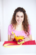 Young woman eating cereals