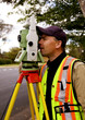 Surveyor checks his work
