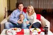Family in cafe