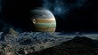 Huge planet and moon.