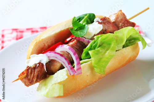Photo: Pork kebab sandwich Pork kebab sandwich