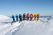 Photo: Snowshoeing. Snowshoes in the snow. Snowshoeing. Snowshoes in the snow.