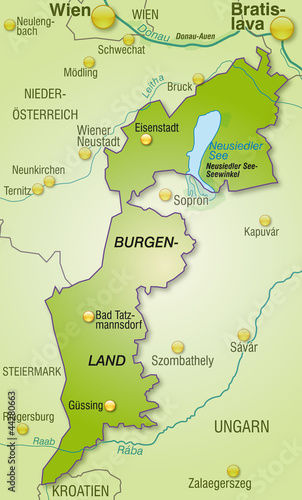 Vector: Übersichtskarte des Kantons Burgenland mit Nachbarländern Übersichtskarte des Kantons Burgenland mit Nachbarländern