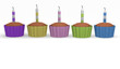 Birthday cupcakes, 3d image