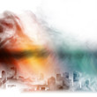 the city is enveloped in a mysterious fog