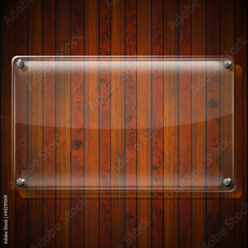 Illustration: Glass Plate on Wood Background Glass Plate on Wood Background