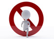 3d humanoid character with a ban sign