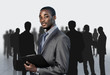 Afro-American businessman with his team
