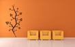 Yellow modern interior with comfortable armchairs