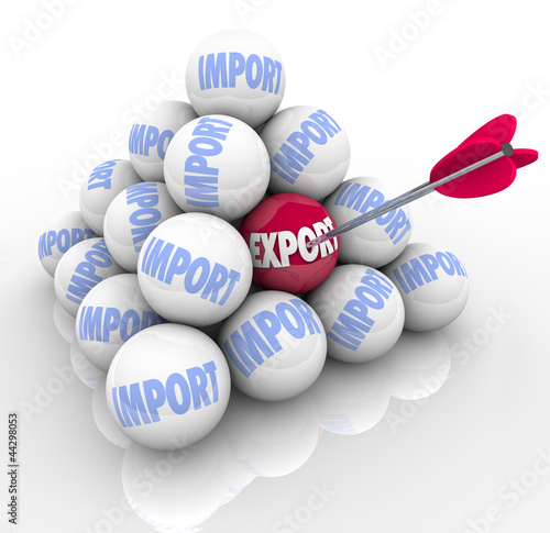 Illustration: Import Export Pyramid Balls Trade Imbalance Defecit Import Export Pyramid Balls Trade Imbalance Defecit