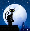 Vector: Black cat and moon Black cat and moon