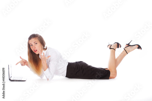 Photo: Girl with computer Girl with computer