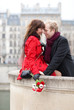 Beautiful romantic couple having a date in Paris