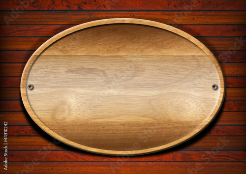 Illustration: Oval Wood Board on Wall Oval Wood Board on Wall